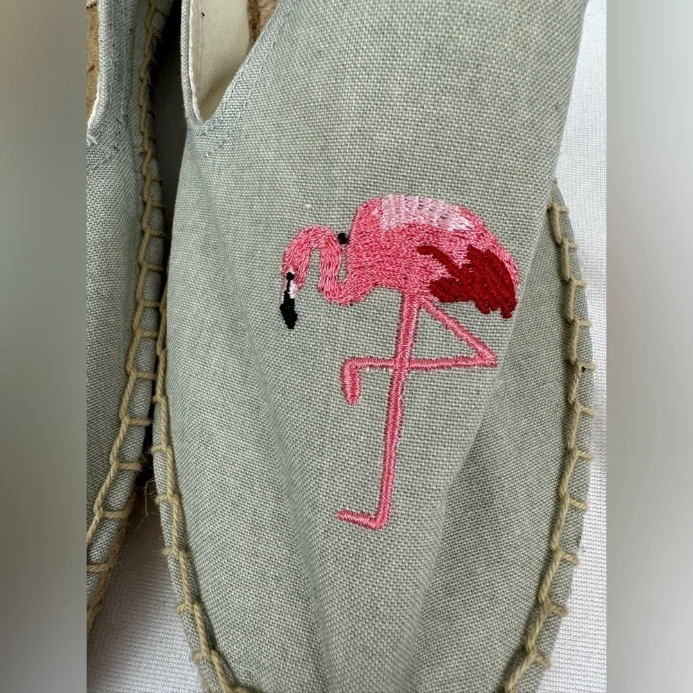 Soludos Flamingos Espadrille Flat Shoes Size 10